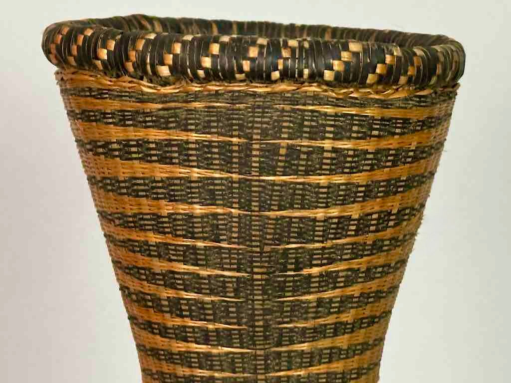 Tutsi Decor Very Detailed Weave Tall Slender Basket - Rwanda