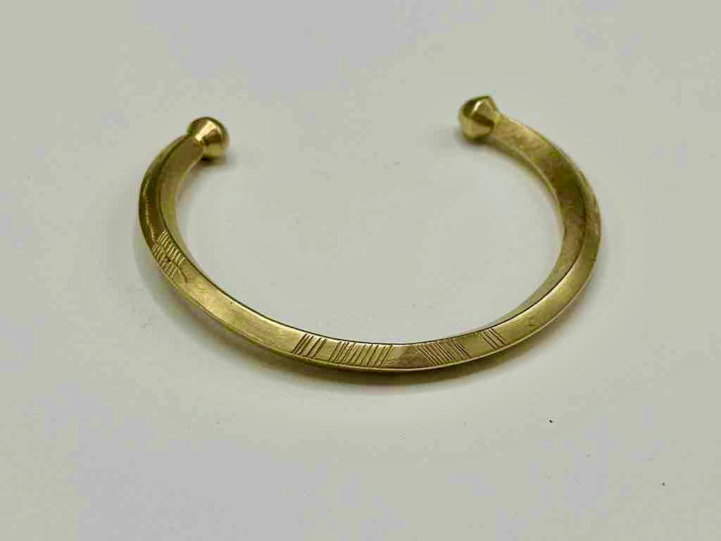 Tuareg Etched Solid Brass Bracelet - 2 Versions