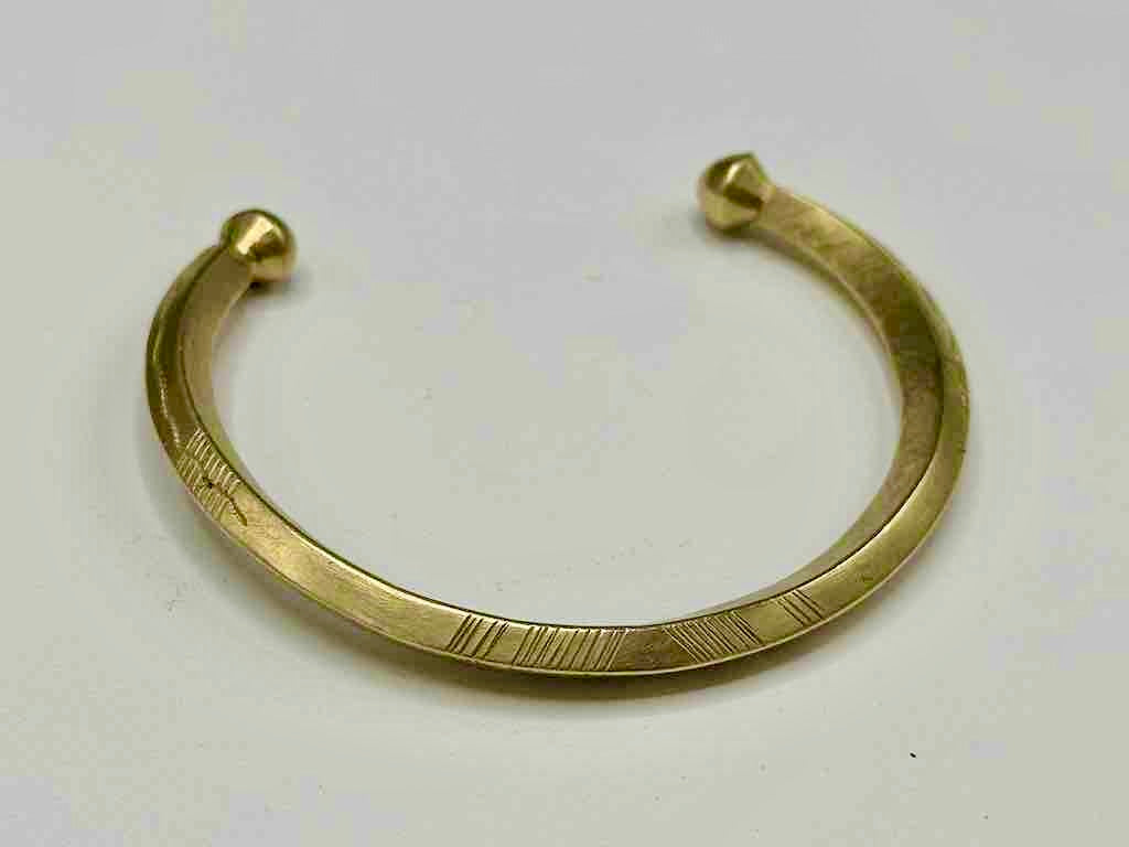 Tuareg Etched Solid Brass Bracelet - 2 Versions