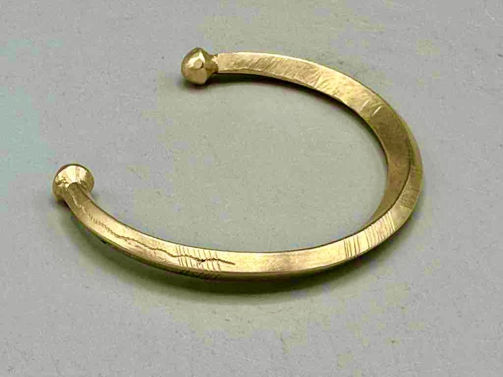 Tuareg Etched Solid Brass Bracelet - 2 Versions