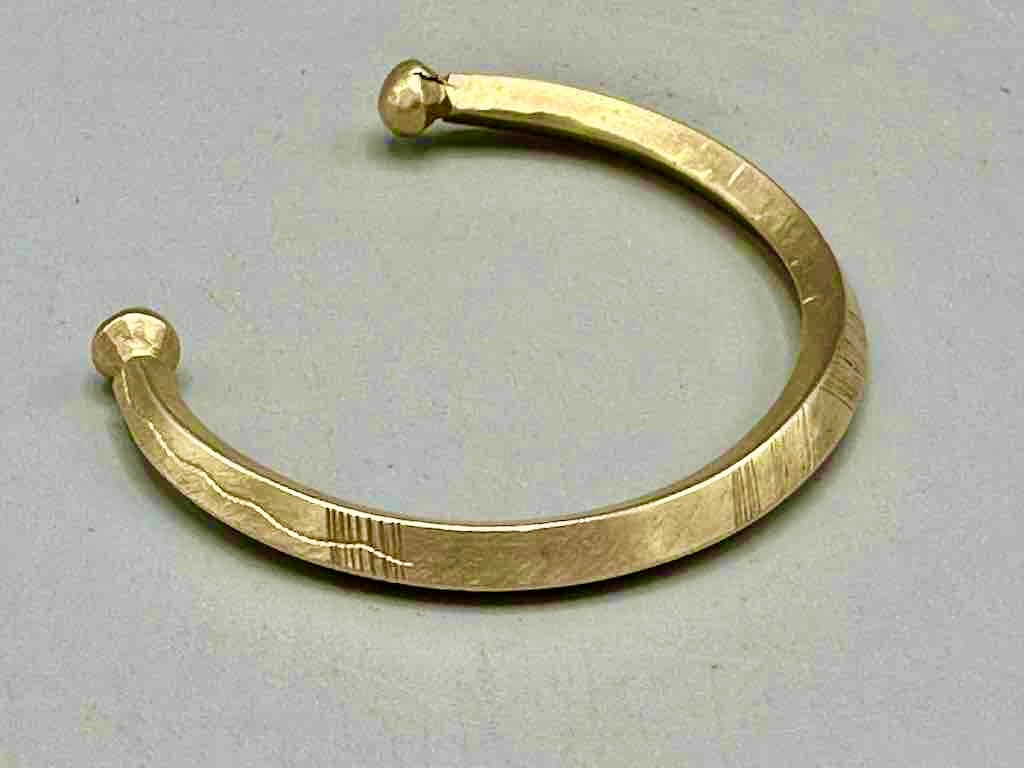 Tuareg Etched Solid Brass Bracelet - 2 Versions