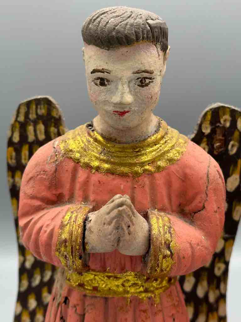 Antique Vietnamese Catholic Saint Figure Pair of Angels