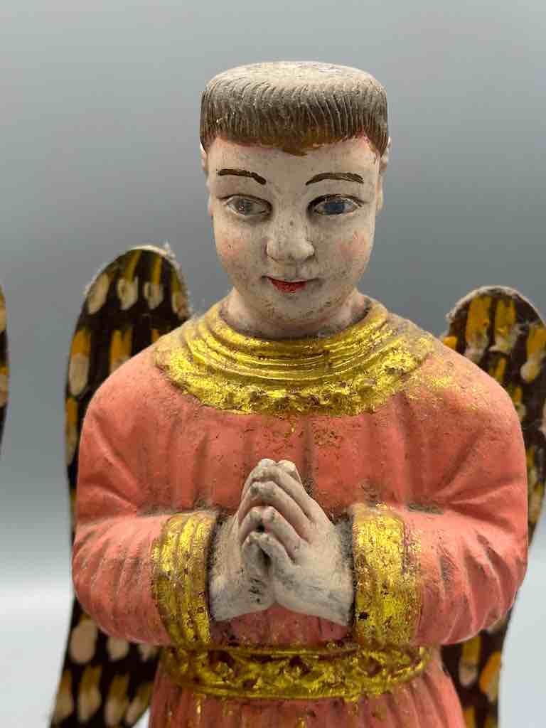 Antique Vietnamese Catholic Saint Figure Pair of Angels