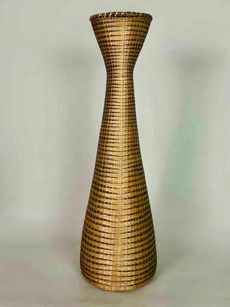 Tutsi Decor Very Detailed Weave Tall Slender Basket - Rwanda