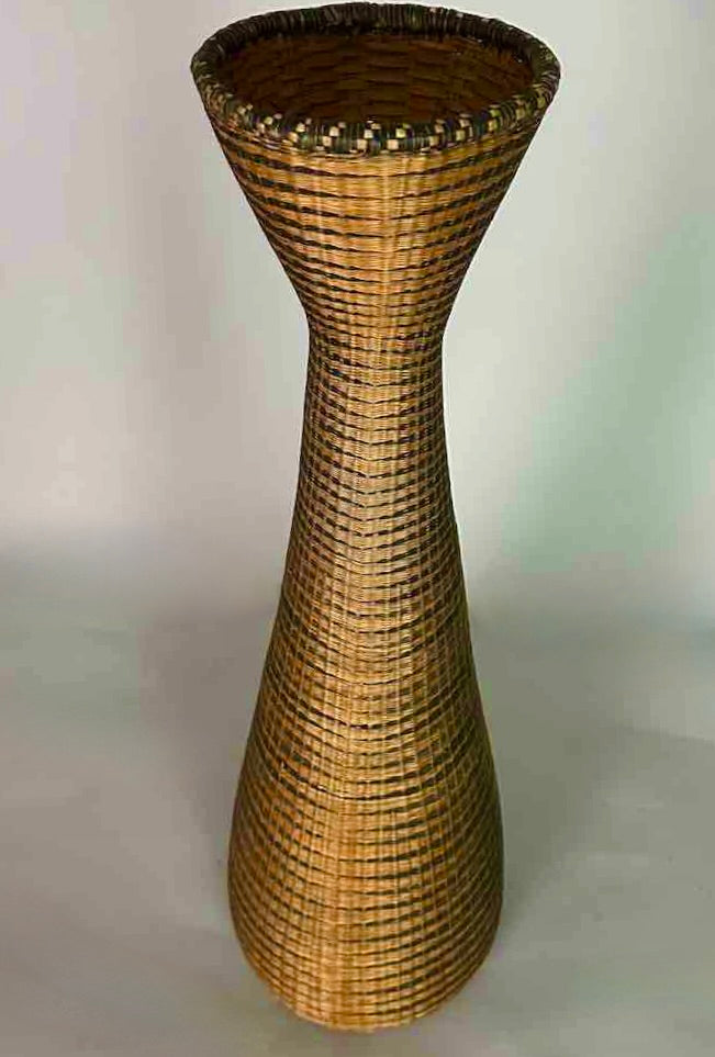 Tutsi Decor Very Detailed Weave Tall Slender Basket - Rwanda