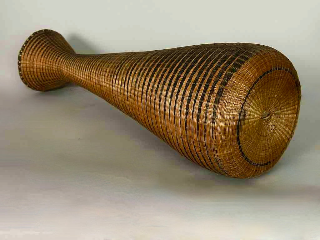 Tutsi Decor Very Detailed Weave Tall Slender Basket - Rwanda