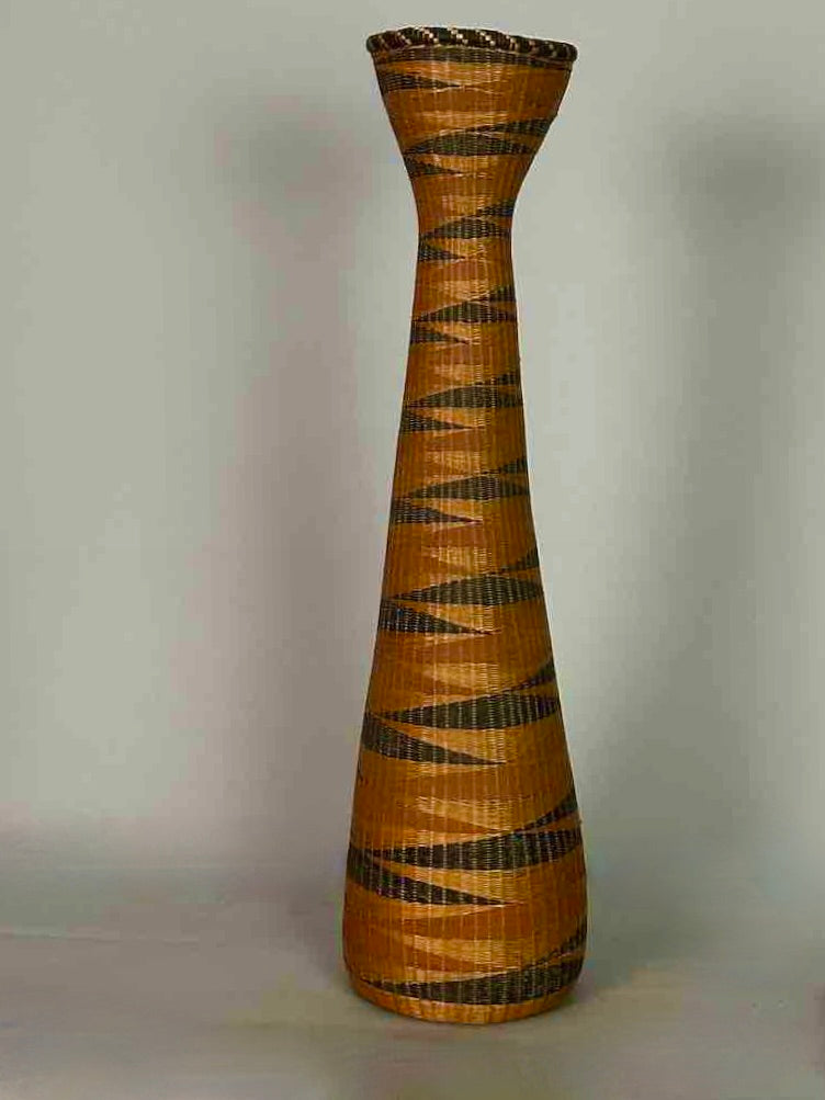 Tutsi Decor Very Detailed Weave Tall Slender Basket - Rwanda