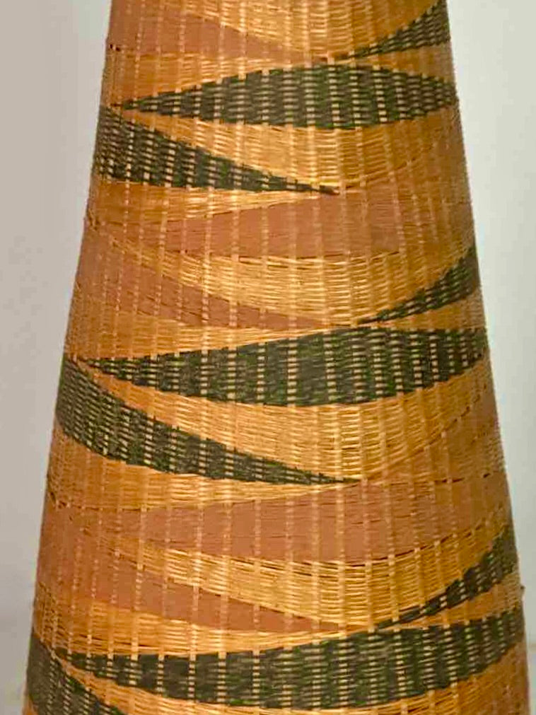 Tutsi Decor Very Detailed Weave Tall Slender Basket - Rwanda