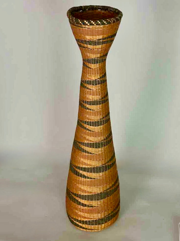 Tutsi Decor Very Detailed Weave Tall Slender Basket - Rwanda