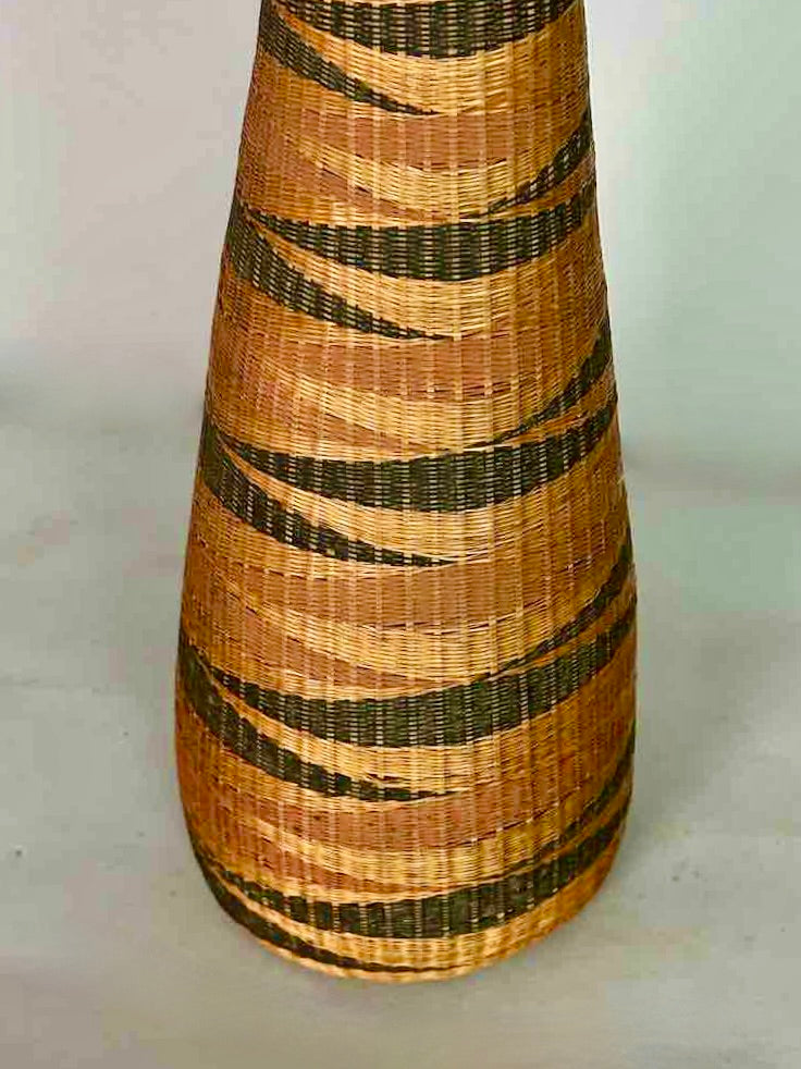 Tutsi Decor Very Detailed Weave Tall Slender Basket - Rwanda