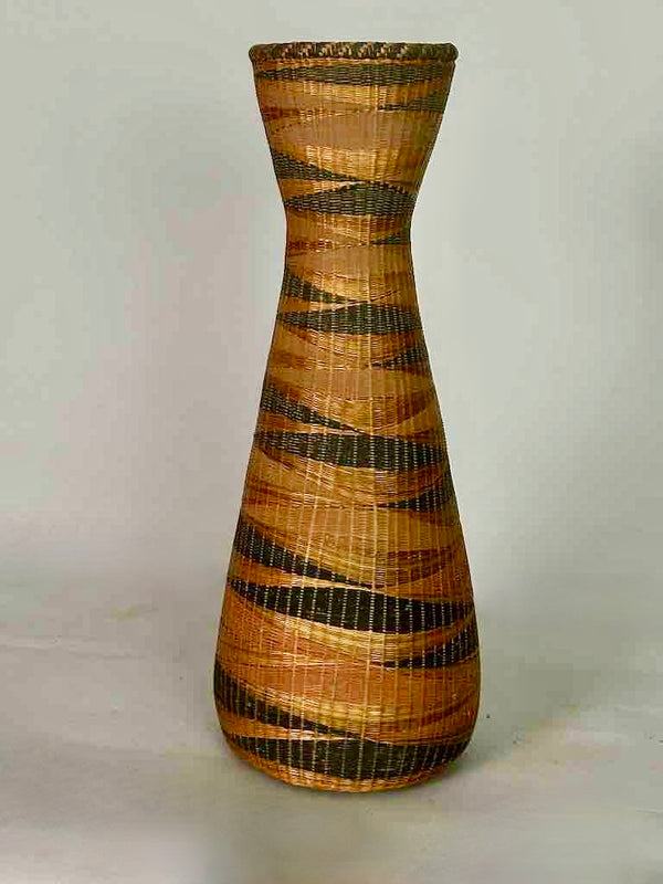 Tutsi Decor Very Detailed Weave Tall Slender Basket - Rwanda