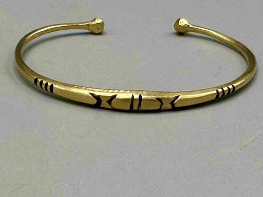 Tuareg Multiple Inlay Thin Brass Bracelet - Imperfect