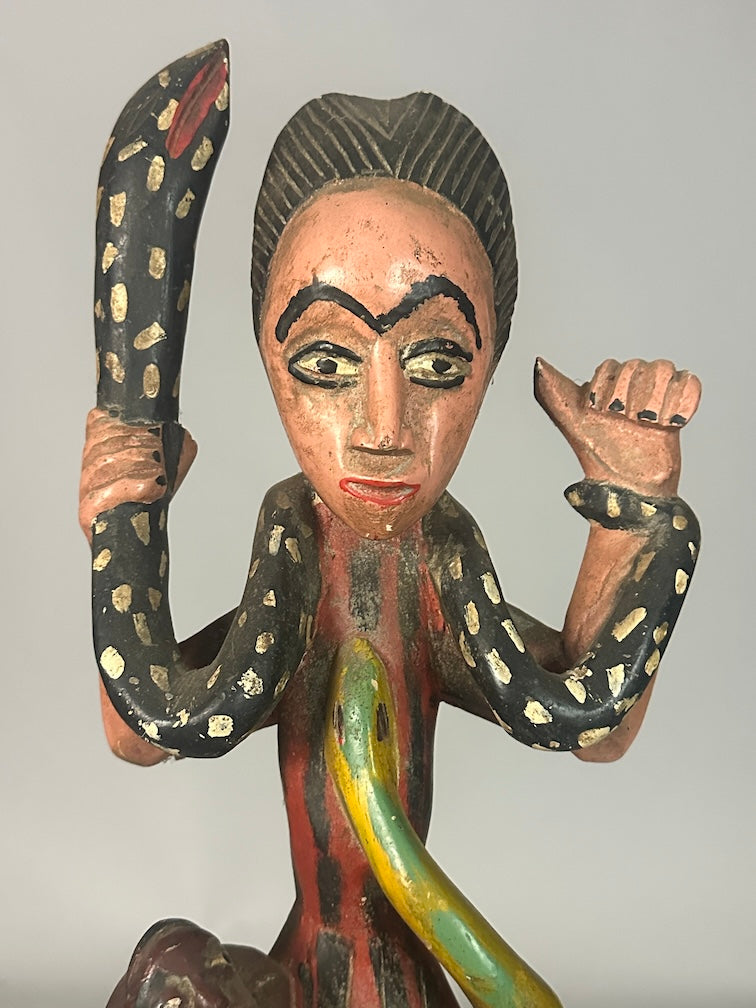 Guro Green Face Man with Snakes Mask - Ivory Coast