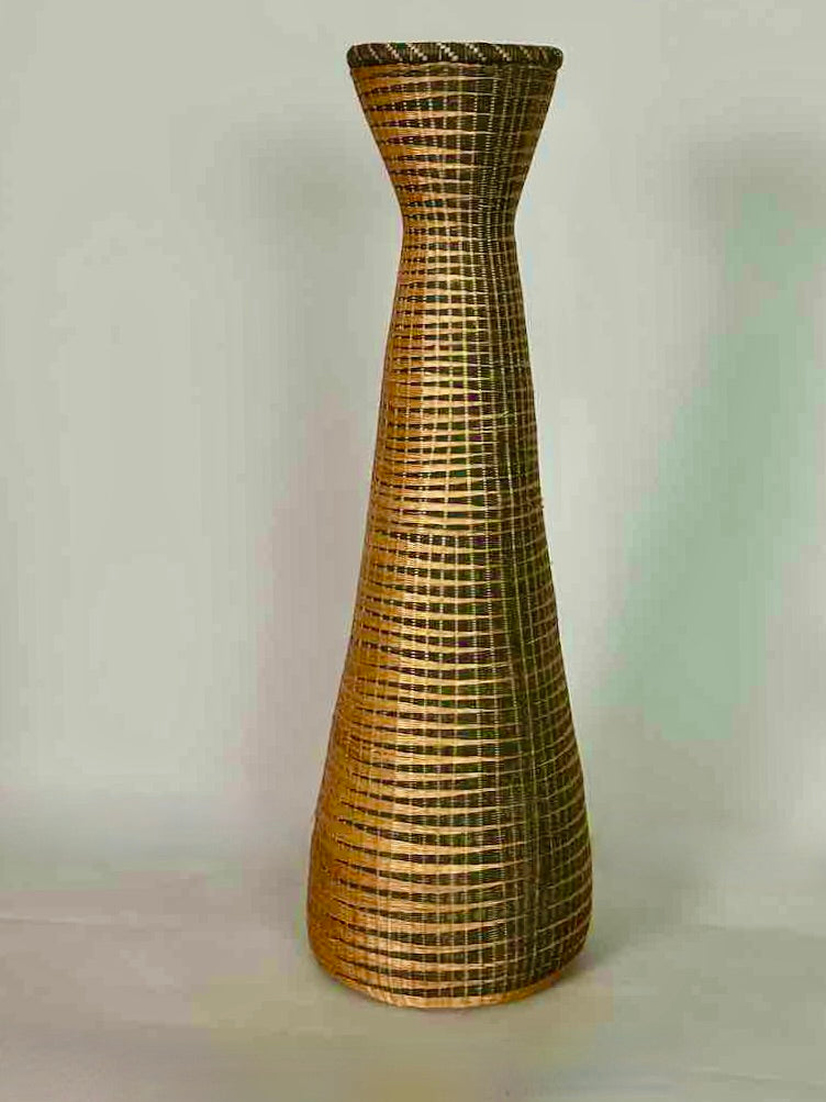 Tutsi Decor Very Detailed Weave Tall Slender Basket - Rwanda