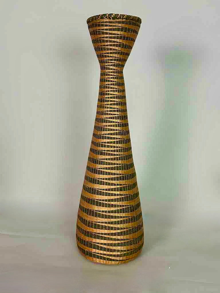 Tutsi Decor Very Detailed Weave Tall Slender Basket - Rwanda