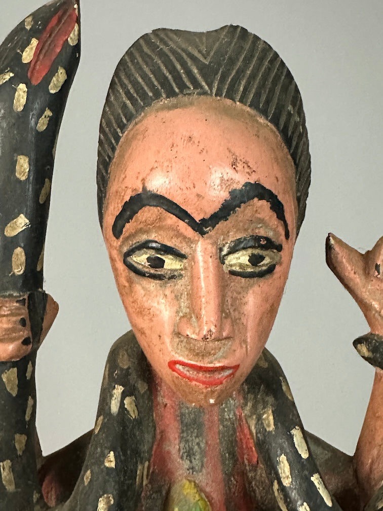 Guro Green Face Man with Snakes Mask - Ivory Coast