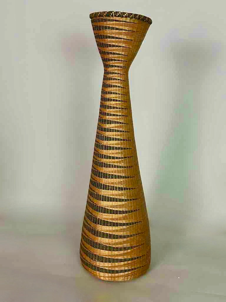 Tutsi Decor Very Detailed Weave Tall Slender Basket - Rwanda