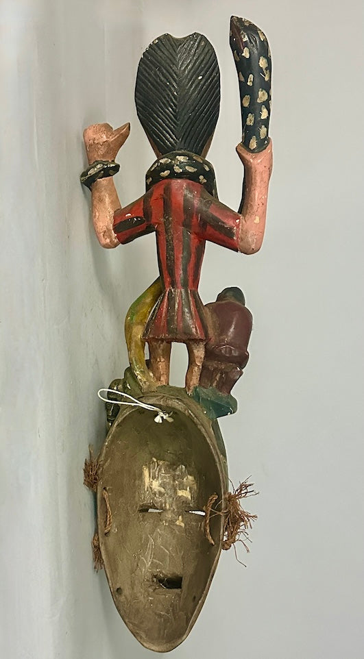 Guro Green Face Man with Snakes Mask - Ivory Coast