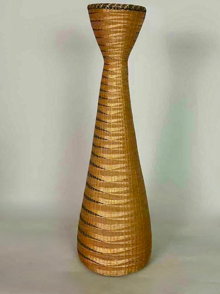 Tutsi Decor Very Detailed Weave Tall Slender Basket - Rwanda