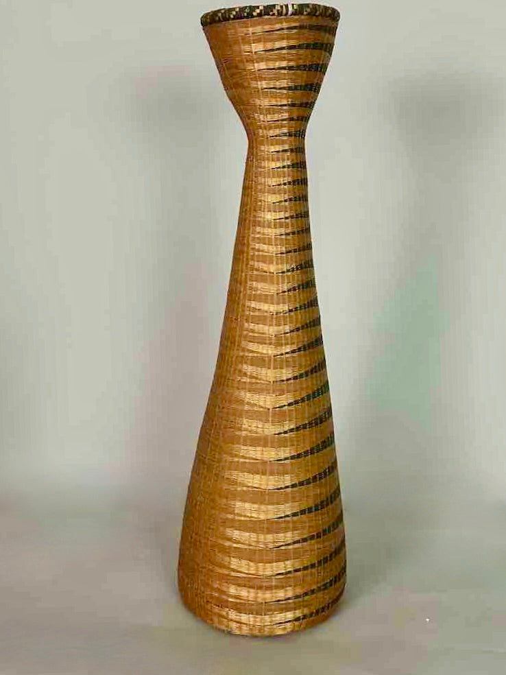 Tutsi Decor Very Detailed Weave Tall Slender Basket - Rwanda