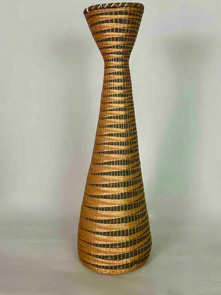 Tutsi Decor Very Detailed Weave Tall Slender Basket - Rwanda