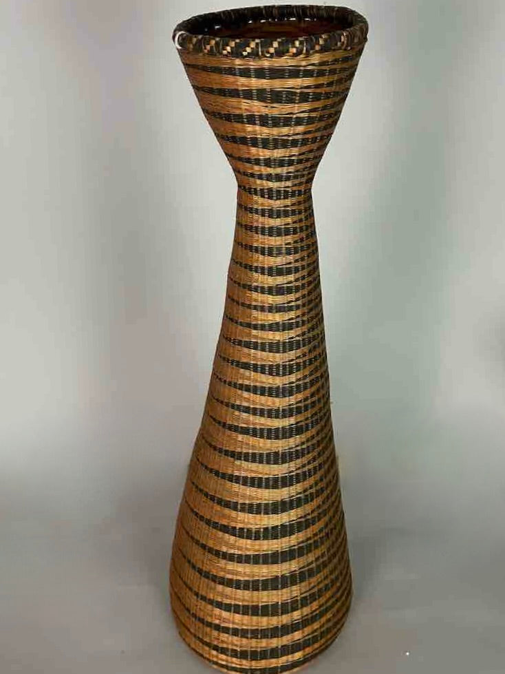 Tutsi Decor Very Detailed Weave Tall Slender Basket - Rwanda