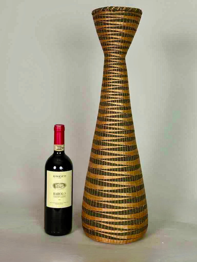 Tutsi Decor Very Detailed Weave Tall Slender Basket - Rwanda