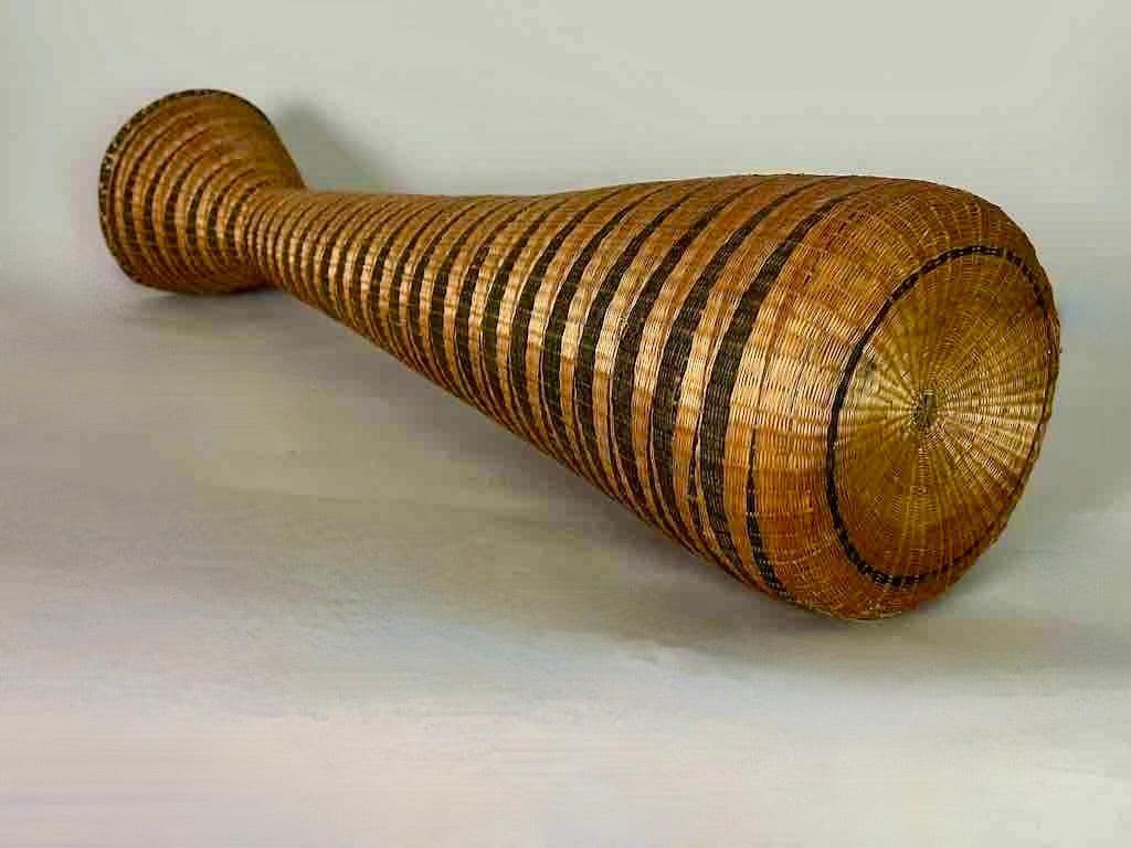 Tutsi Decor Very Detailed Weave Tall Slender Basket - Rwanda