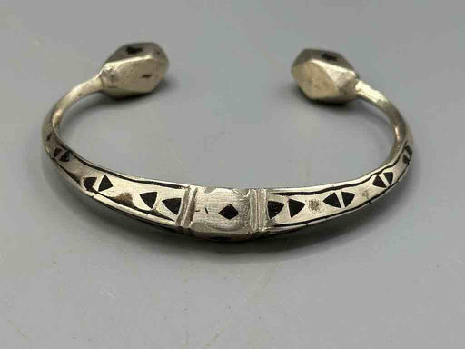 Heavy Tuareg Coin Silver Inlaid Bracelet