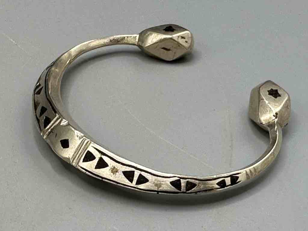 Heavy Tuareg Coin Silver Inlaid Bracelet