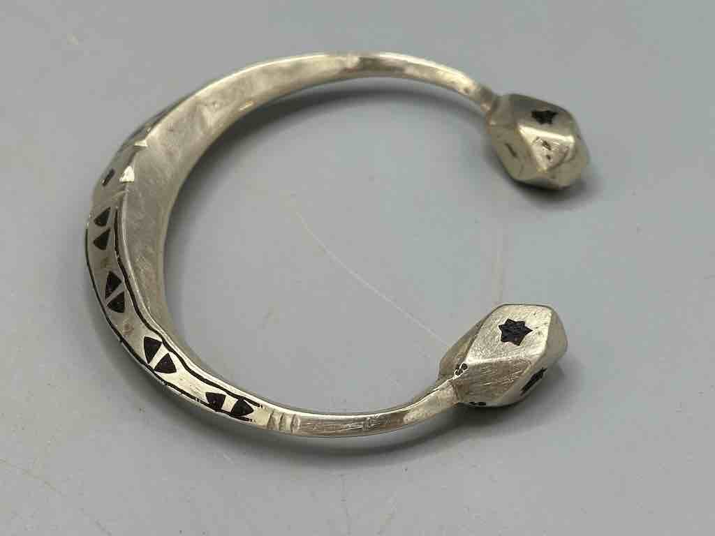 Heavy Tuareg Coin Silver Inlaid Bracelet