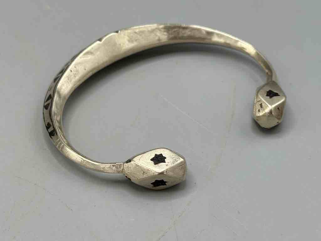 Heavy Tuareg Coin Silver Inlaid Bracelet