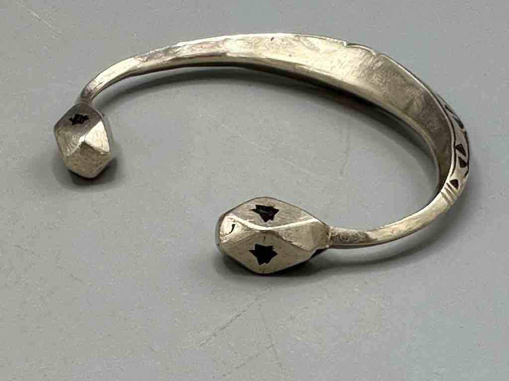 Heavy Tuareg Coin Silver Inlaid Bracelet