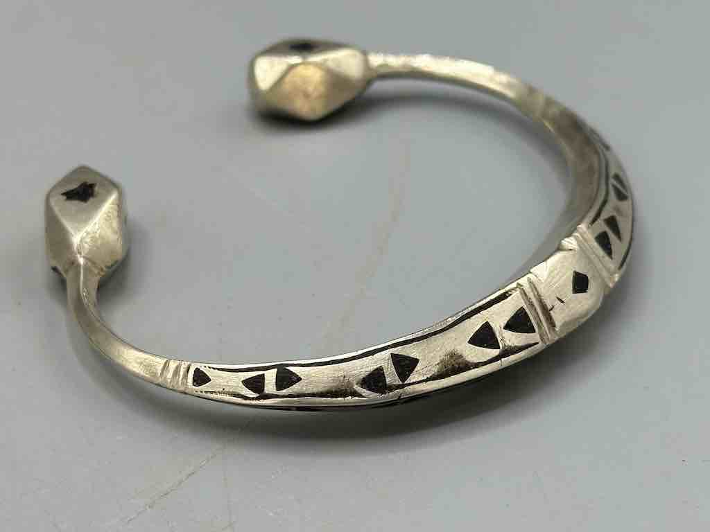 Heavy Tuareg Coin Silver Inlaid Bracelet