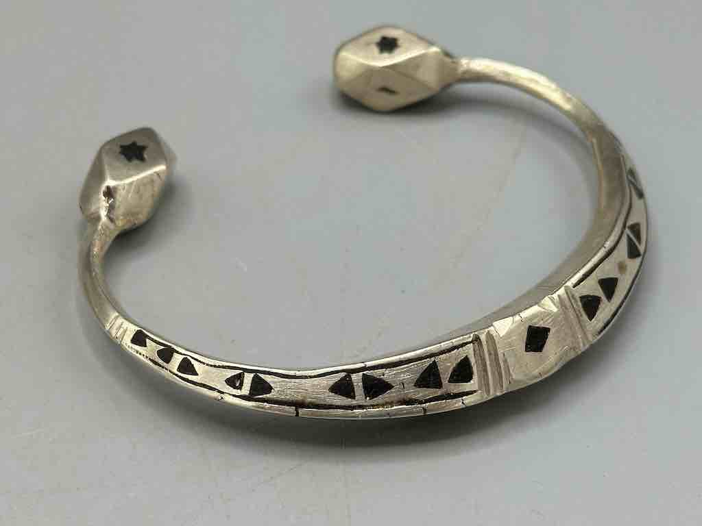 Heavy Tuareg Coin Silver Inlaid Bracelet