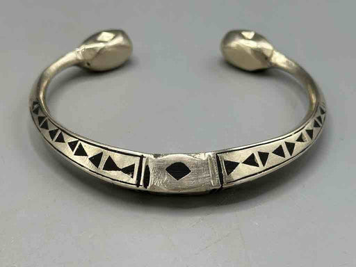 Heavy Tuareg Coin Silver Inlaid Bracelet