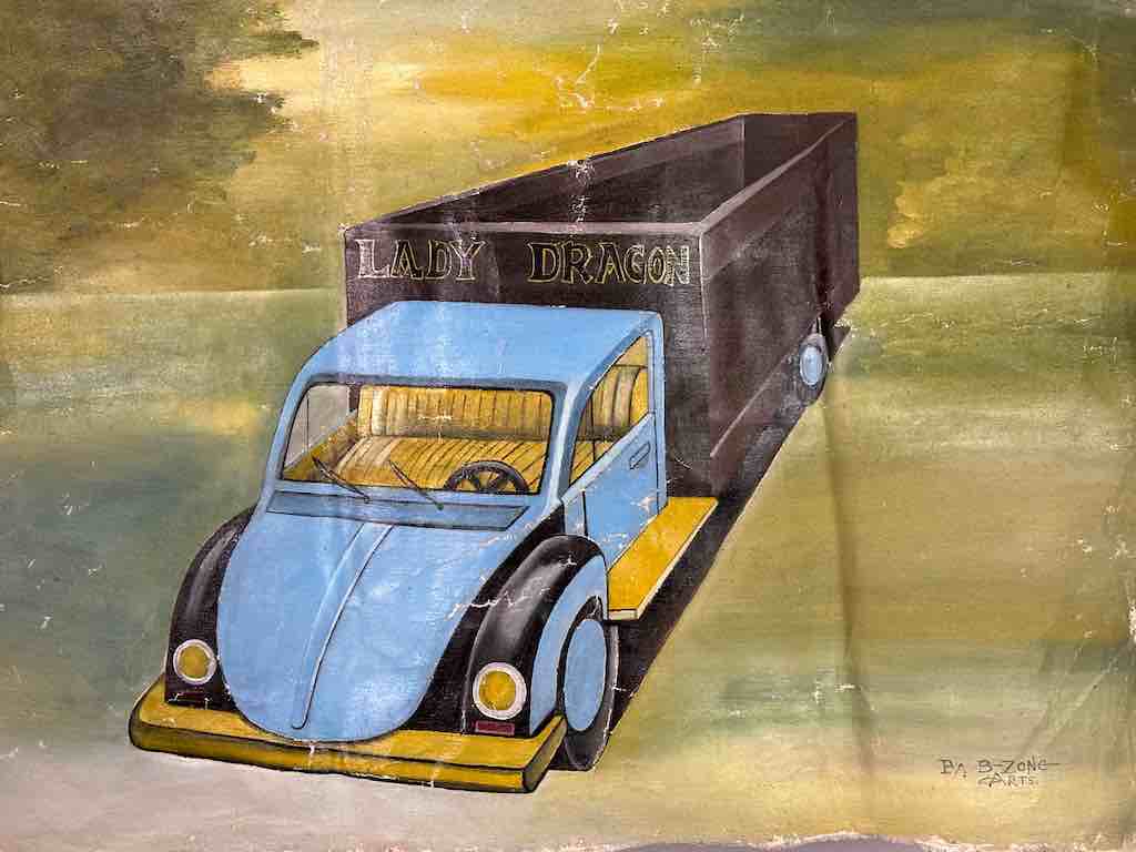 Truck | Contemporary African Painting on Canvas Frameable Art | 24 x 19"