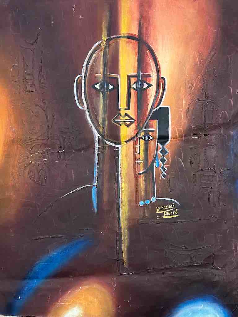 Woman Behind Her Man | Contemporary African Painting on Canvas Frameable Art | 25 x 31"