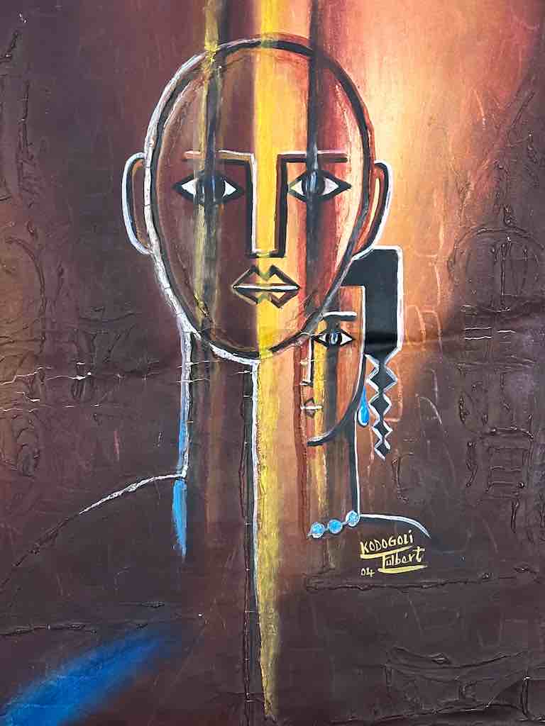 Woman Behind Her Man | Contemporary African Painting on Canvas Frameable Art | 25 x 31"