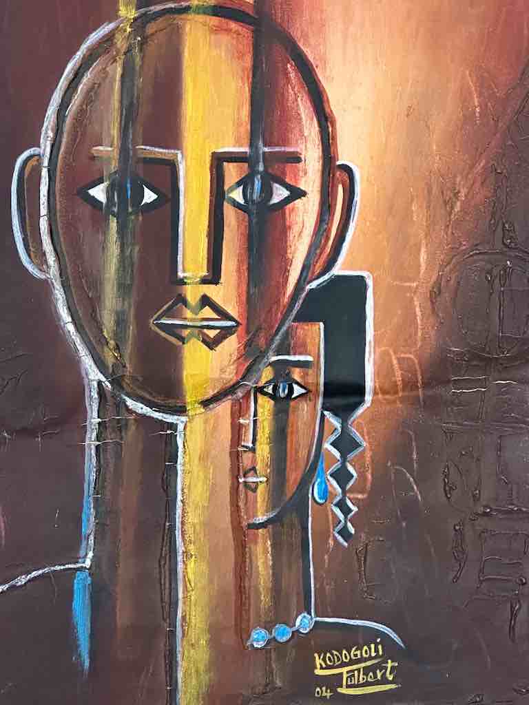 Woman Behind Her Man | Contemporary African Painting on Canvas Frameable Art | 25 x 31"