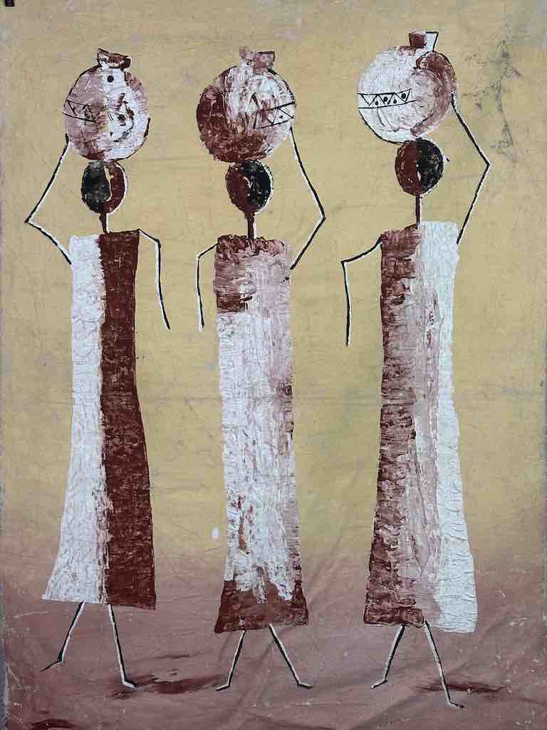 3 Stylized Women | Contemporary African Painting on Canvas Frameable Art | 30 x 43"
