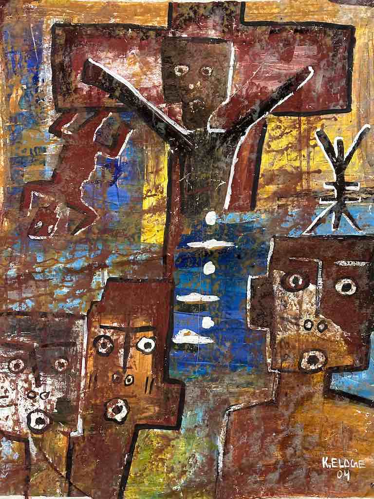 Christian Imagery | Contemporary African Painting on Canvas Frameable Art | 27 x 30"