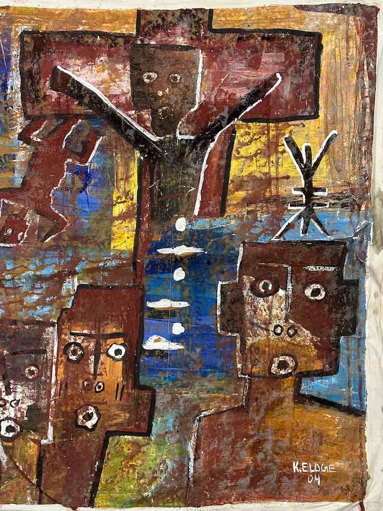 Christian Imagery | Contemporary African Painting on Canvas Frameable Art | 27 x 30"