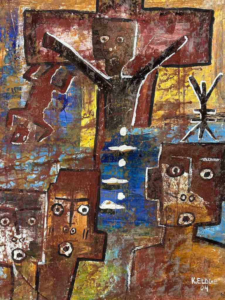 Christian Imagery | Contemporary African Painting on Canvas Frameable Art | 27 x 30"