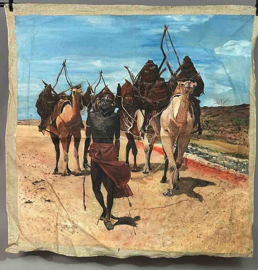 Samburu Family | Large Contemporary African Painting on Canvas Frameable Art | 37 x 37"