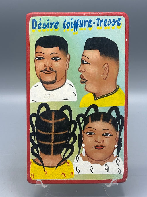 Original Small Beauty Salon Sign Painting on Wood from Benin