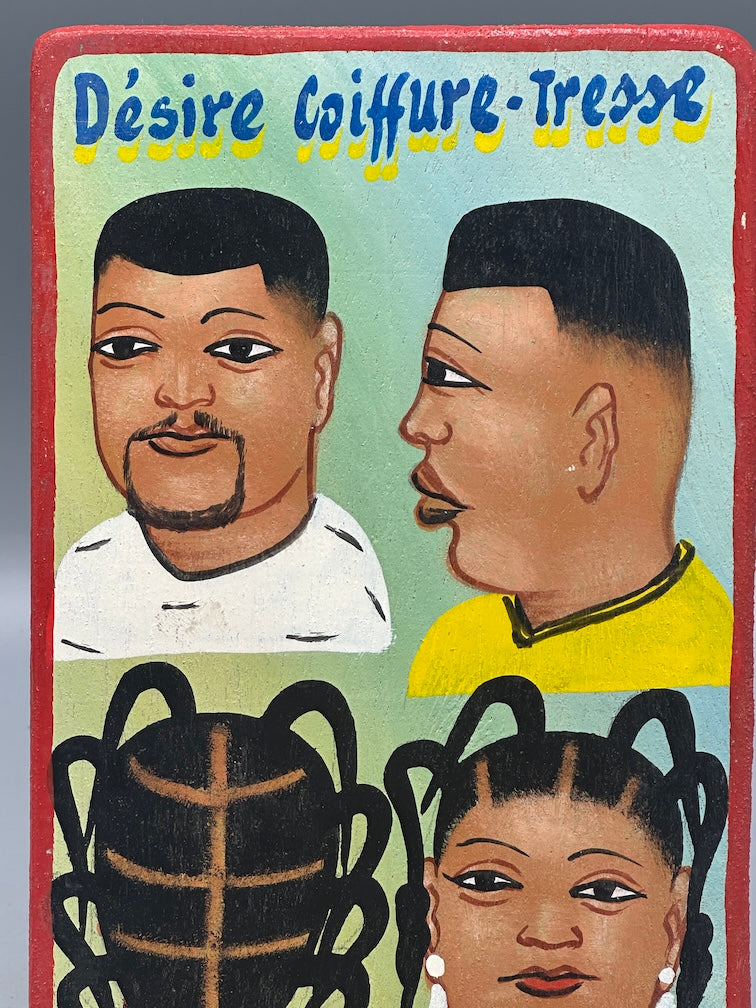 Original Small Beauty Salon Sign Painting on Wood from Benin