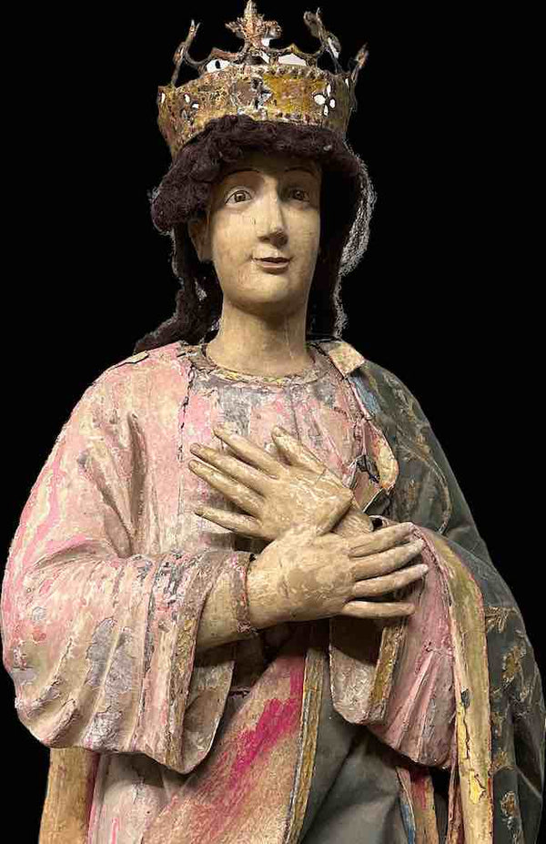 Very Large Antique Vietnamese Catholic Saint Figure Virgin Mary Immaculate Conception