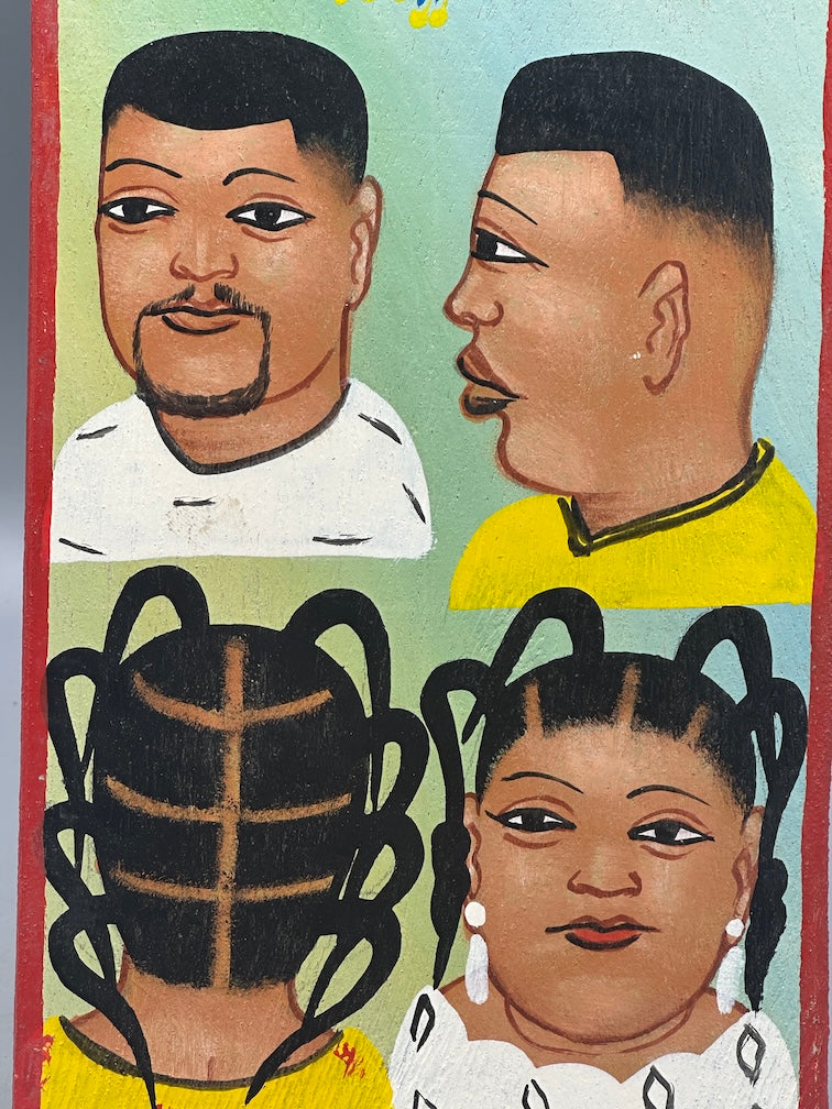 Original Small Beauty Salon Sign Painting on Wood from Benin