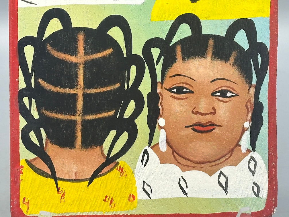 Original Small Beauty Salon Sign Painting on Wood from Benin